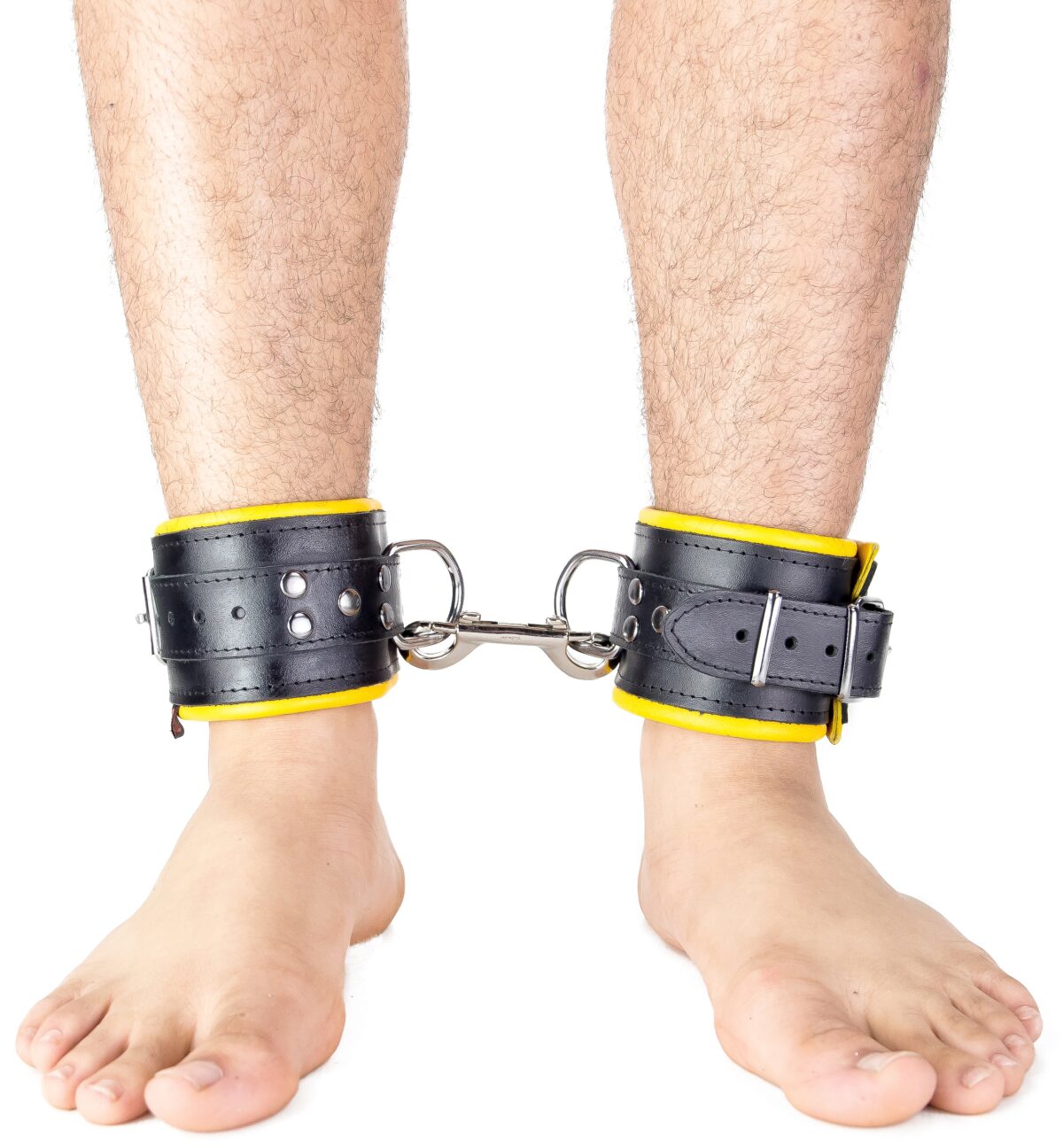 menotte pour pied en cuir rembourre noirjaune 10 scaled