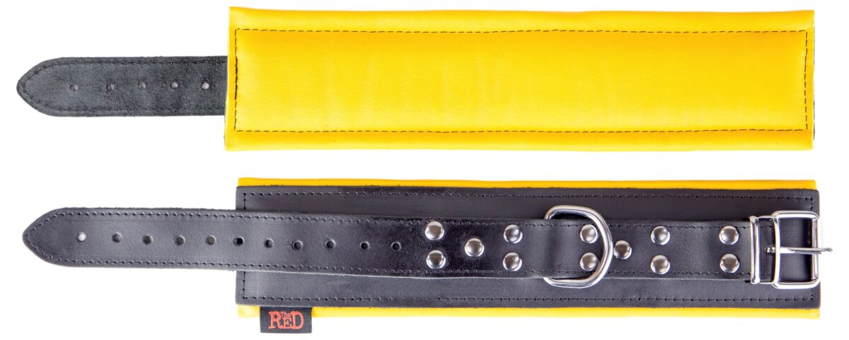 menotte pour pied en cuir rembourre noirjaune 3 scaled