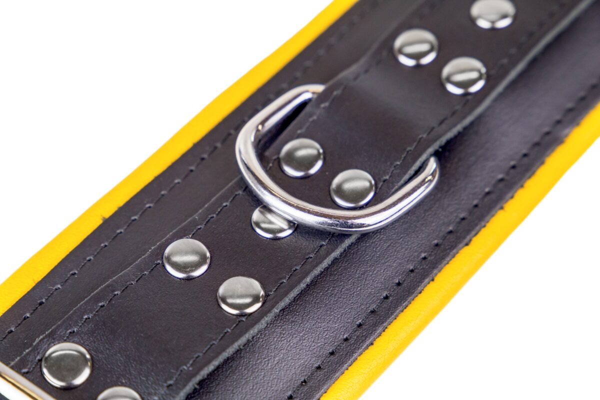 menotte pour pied en cuir rembourre noirjaune 6 scaled