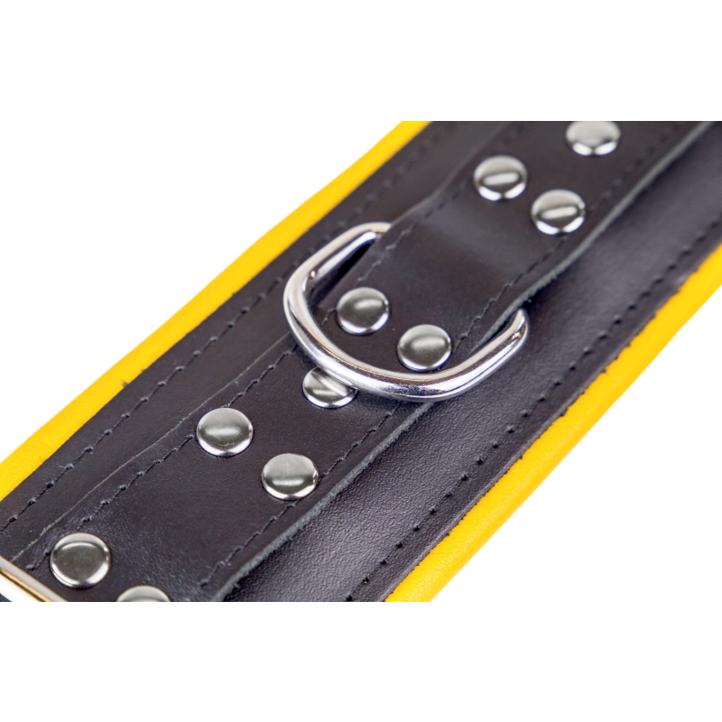 menotte pour pied en cuir rembourre noirjaune 6 scaled