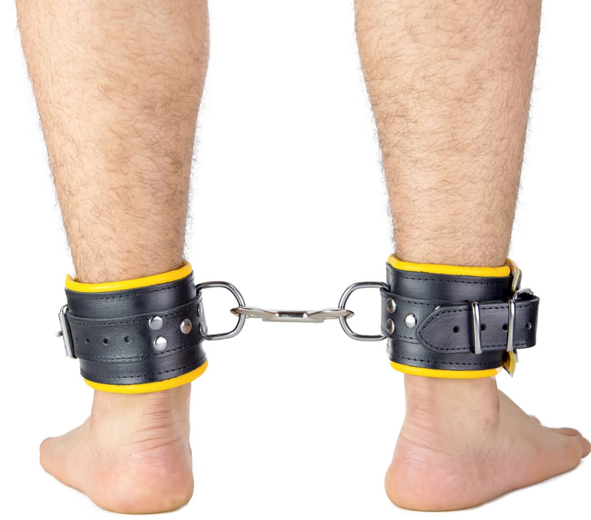 menotte pour pied en cuir rembourre noirjaune 9 scaled