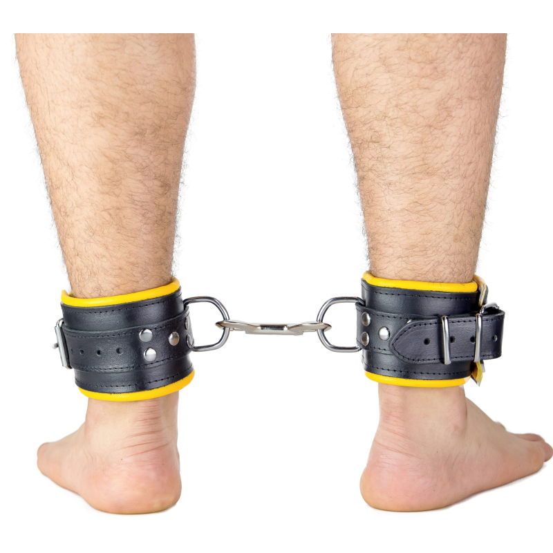 menotte pour pied en cuir rembourre noirjaune 9 scaled