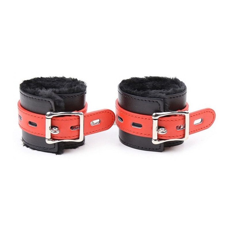 menottes avec fourrure noires rouges 1