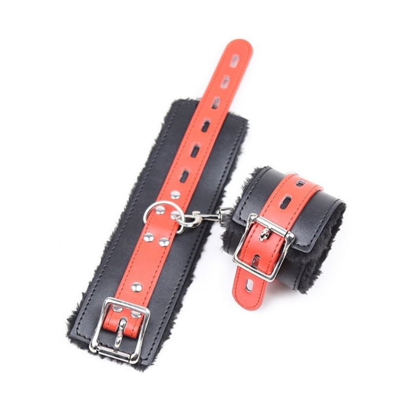 menottes avec fourrure noires rouges 2