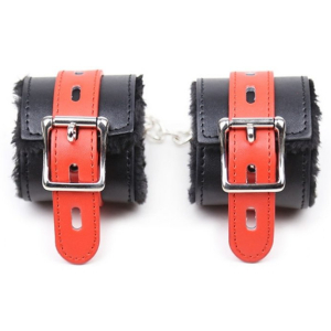 menottes avec fourrure noires rouges