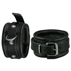menottes de chevilles en cuir 5cm noir