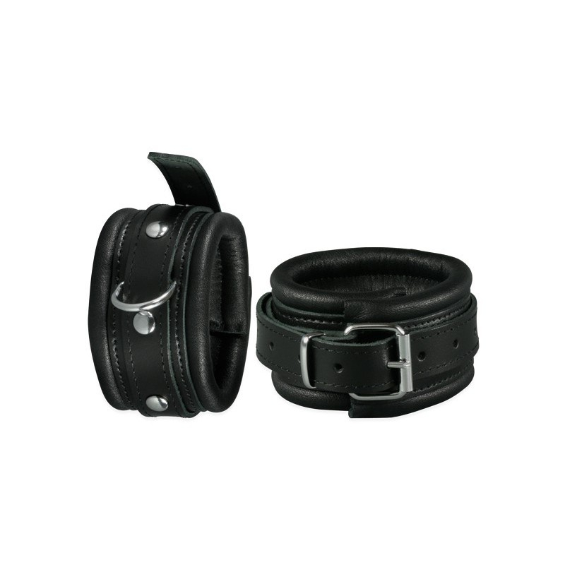 menottes de chevilles en cuir 5cm noir