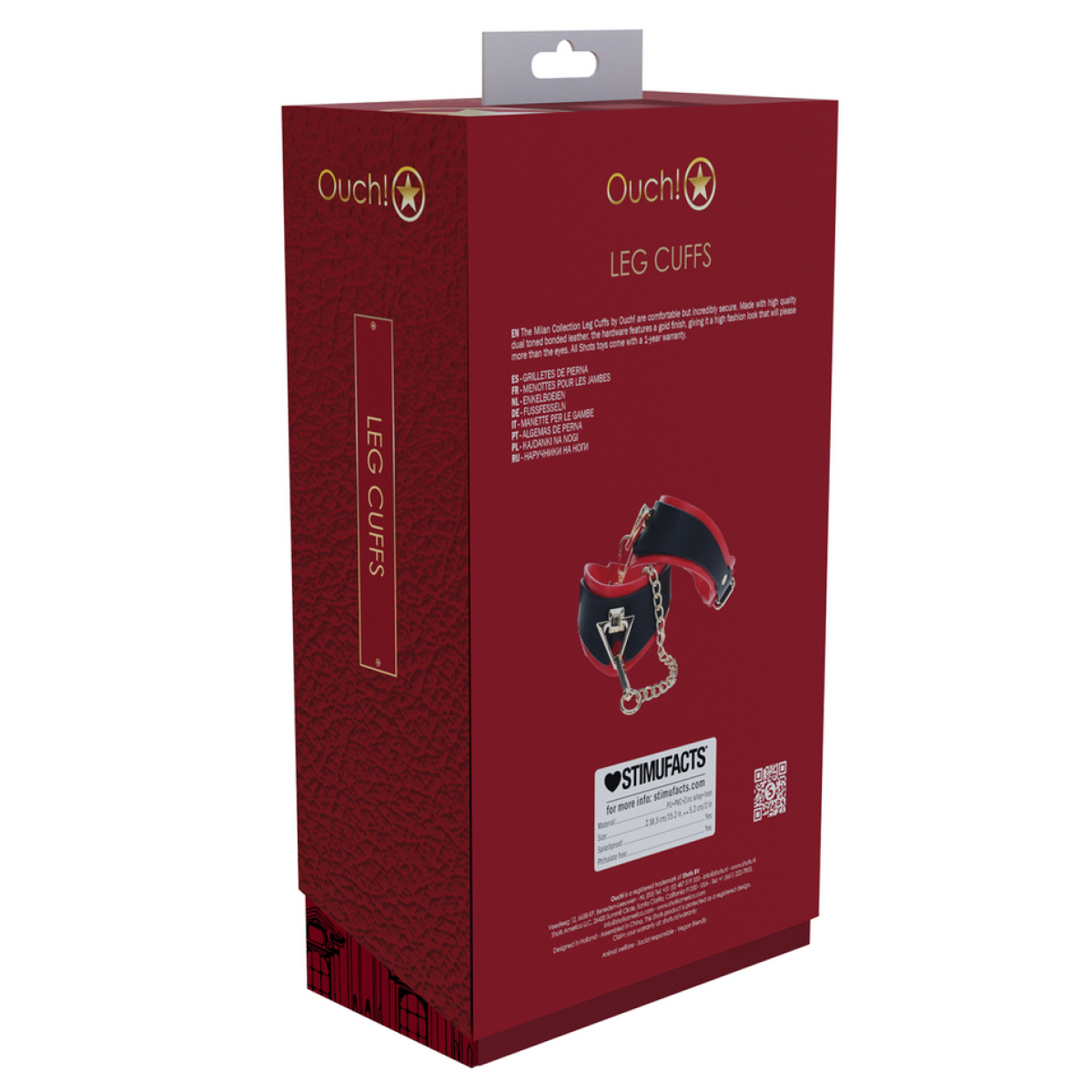menottes de chevilles milan noir et rouge 2
