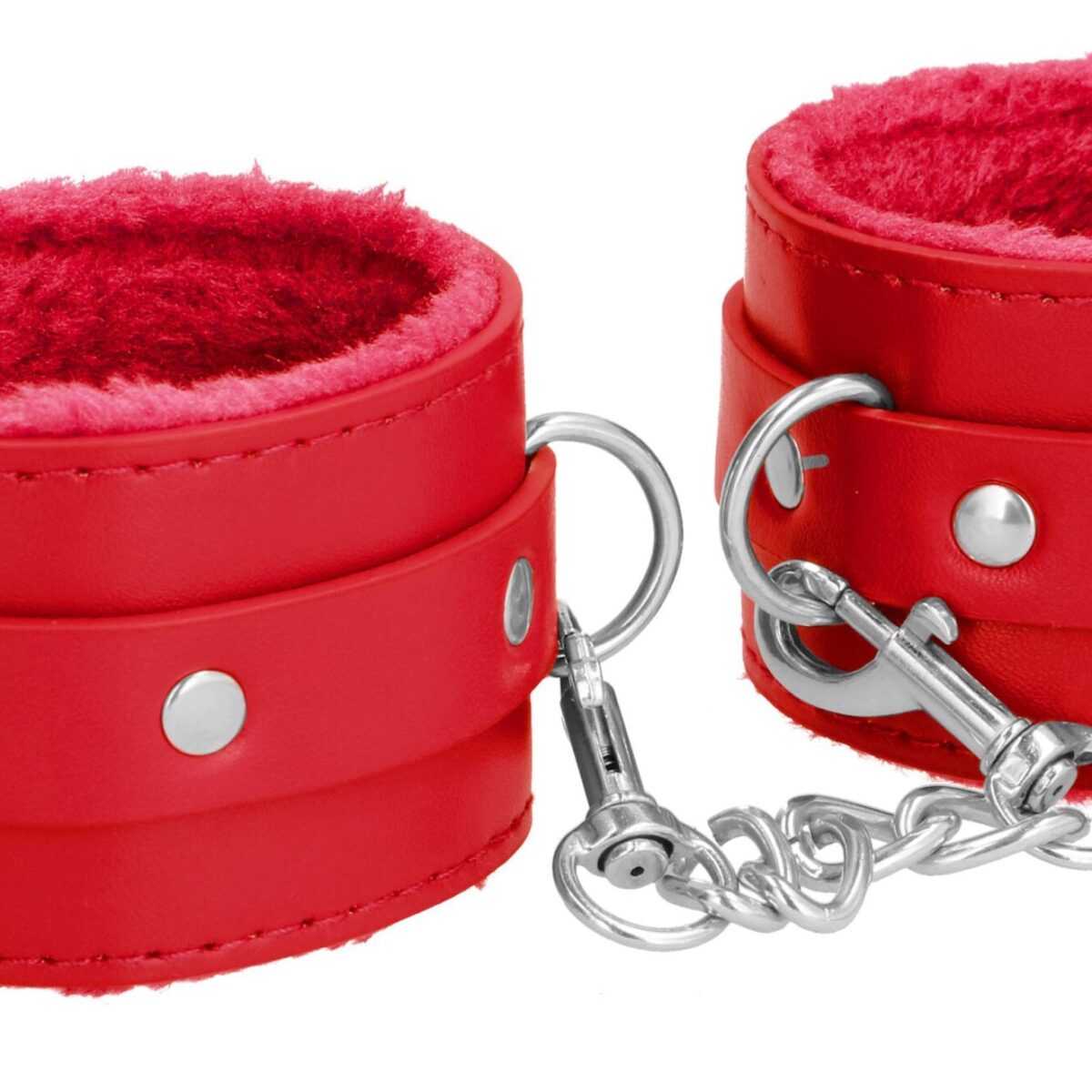 menottes de poignet plush rouge scaled