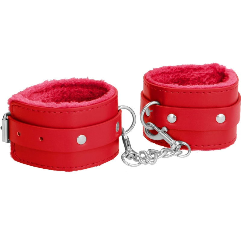 menottes de poignet plush rouge scaled