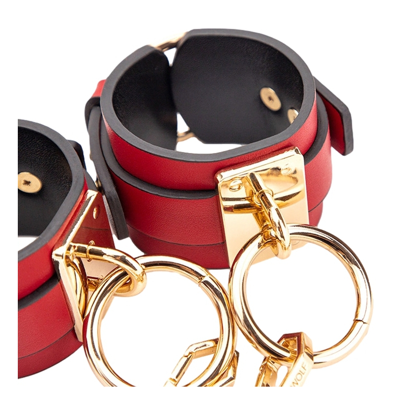 menottes de poignets goldy cuff rouge noir 2