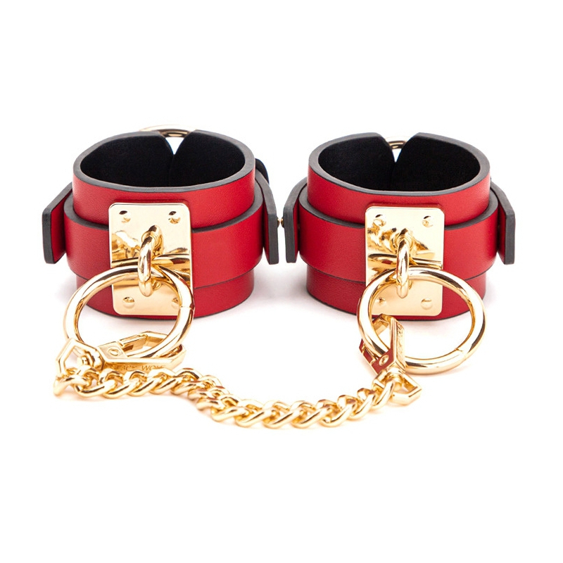 menottes de poignets goldy cuff rouge noir