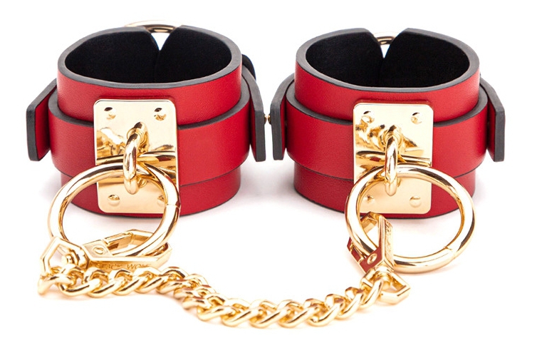 menottes de poignets goldy cuff rouge noir