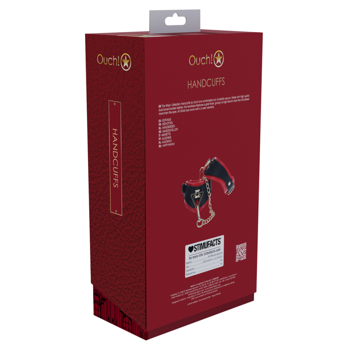 menottes de poignets milan noir et rouge 2