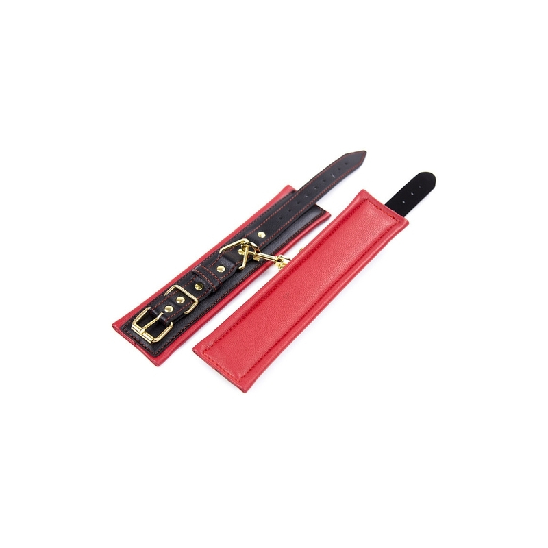 menottes de poignets rembourrees thicken noir rouge 1