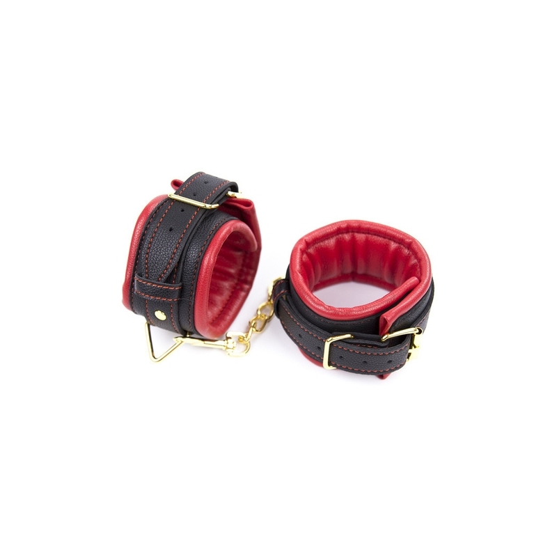 menottes de poignets rembourrees thicken noir rouge