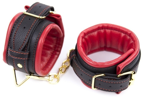 menottes de poignets rembourrees thicken noir rouge