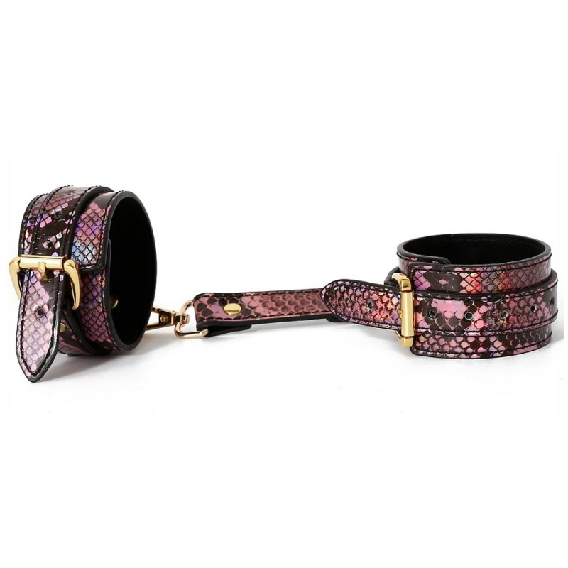 menottes de poignets snakine noir rose 2