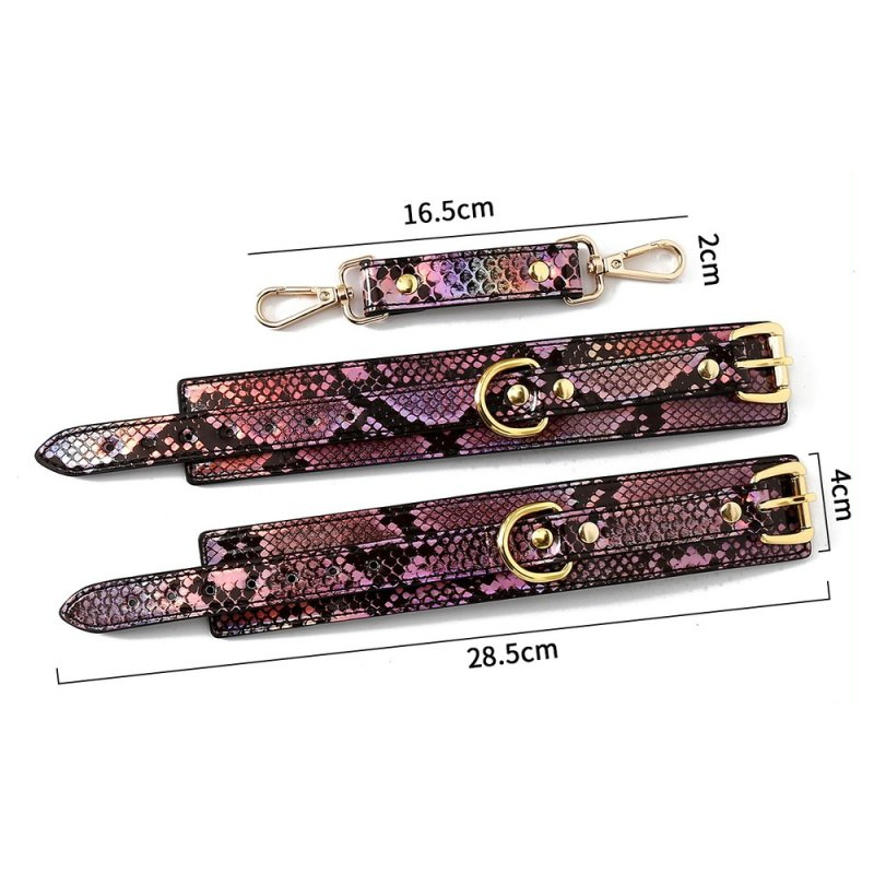 menottes de poignets snakine noir rose 3