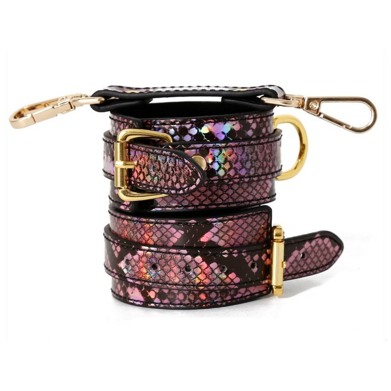 menottes de poignets snakine noir rose 4