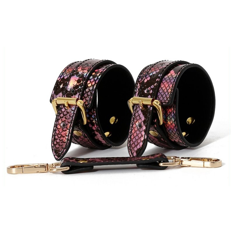 menottes de poignets snakine noir rose