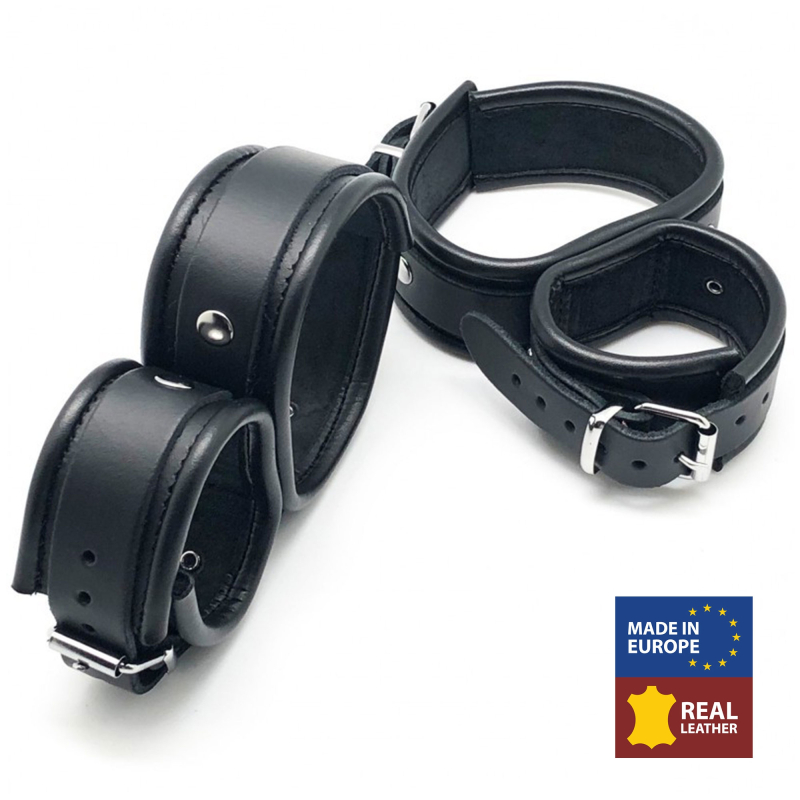 menottes de retenue chevilles mains en cuir 1