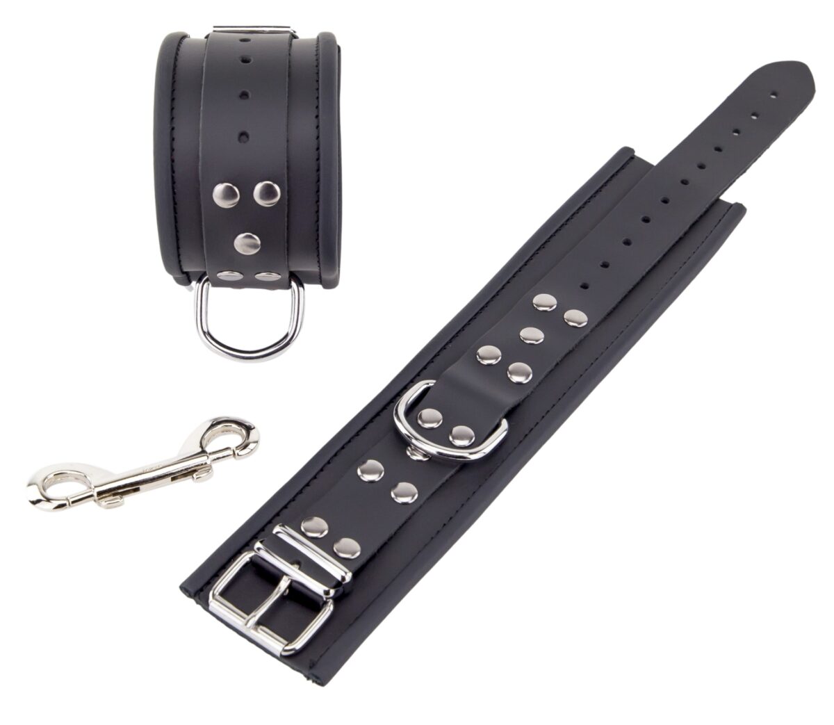 menottes en cuir pour chevilles noir 3