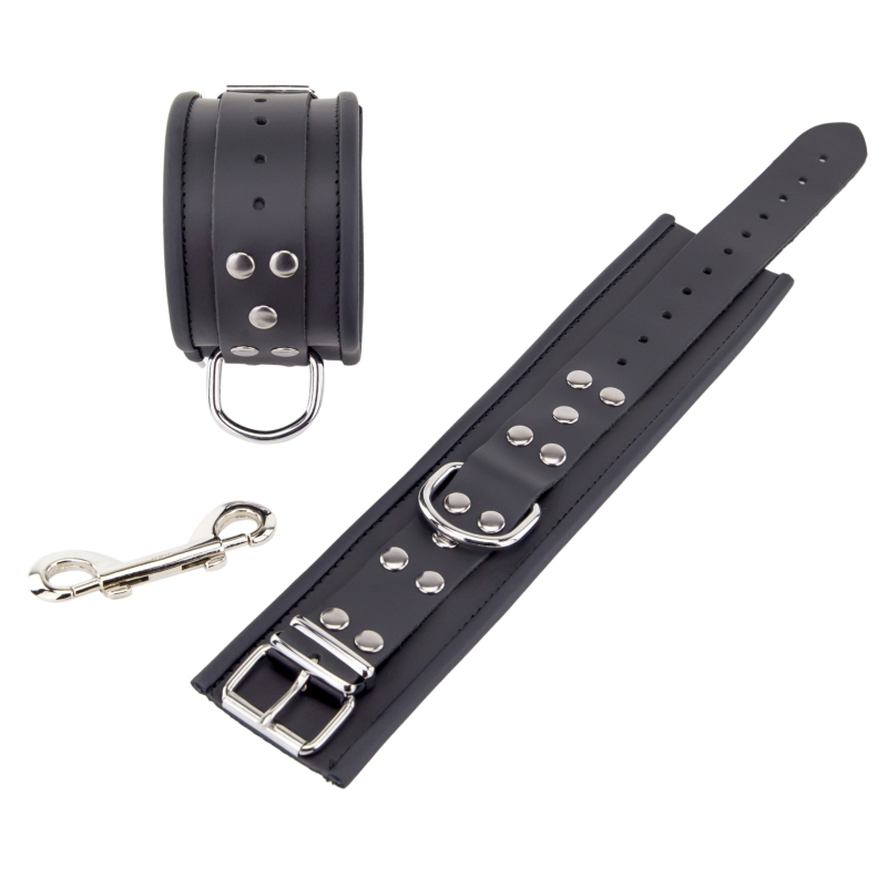 menottes en cuir pour chevilles noir 3