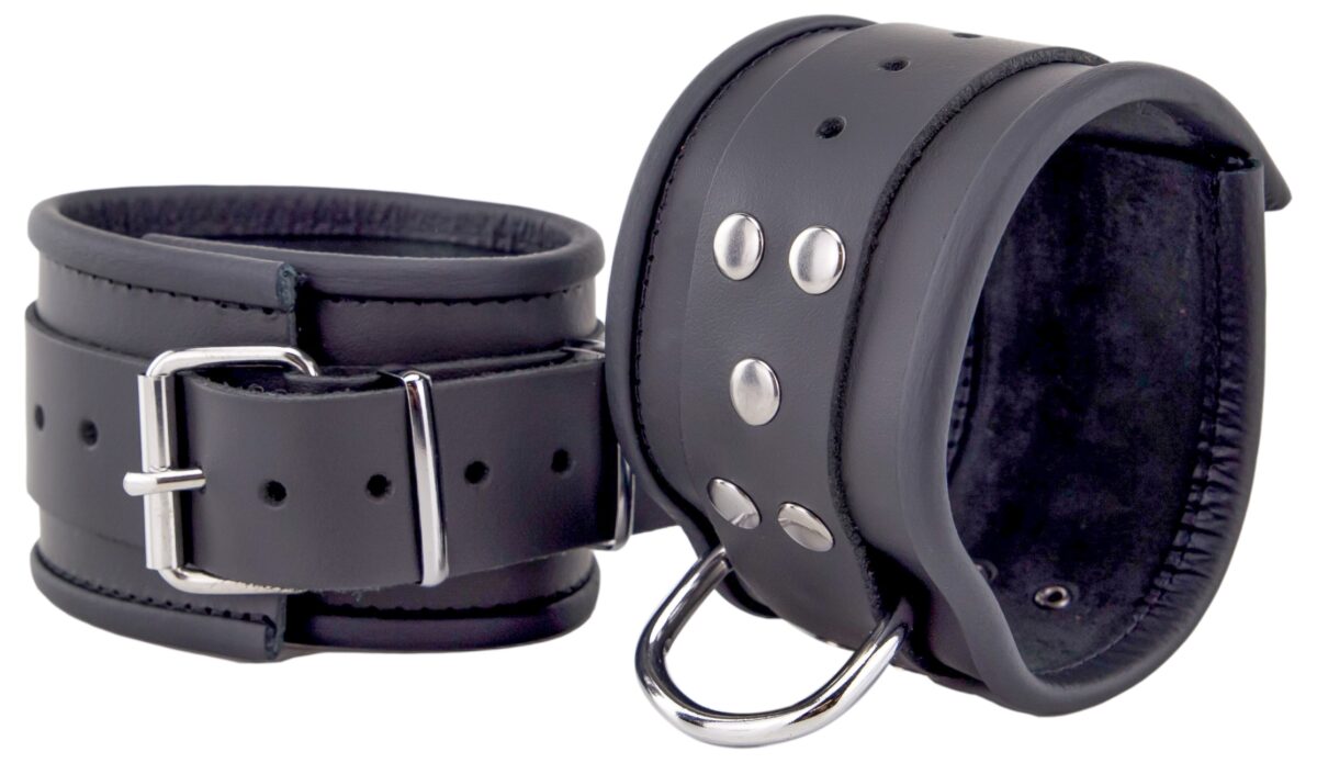 menottes en cuir pour chevilles noir 6