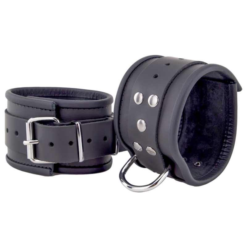 menottes en cuir pour chevilles noir 6
