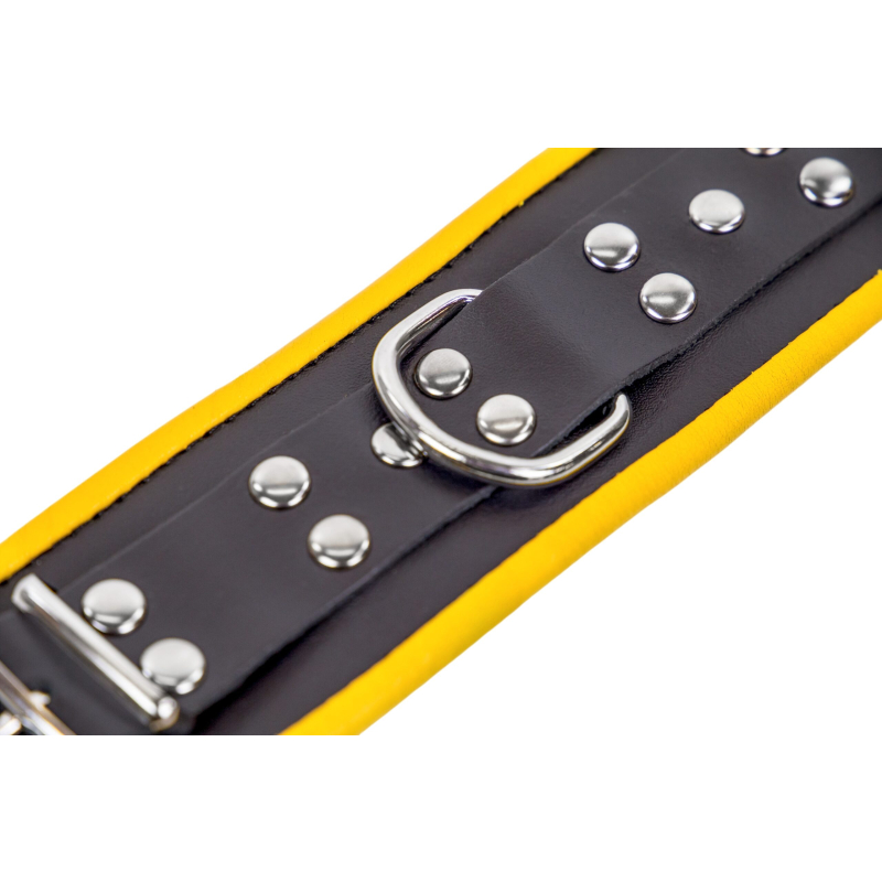 menottes en cuir pour chevilles noir jaune 4 scaled