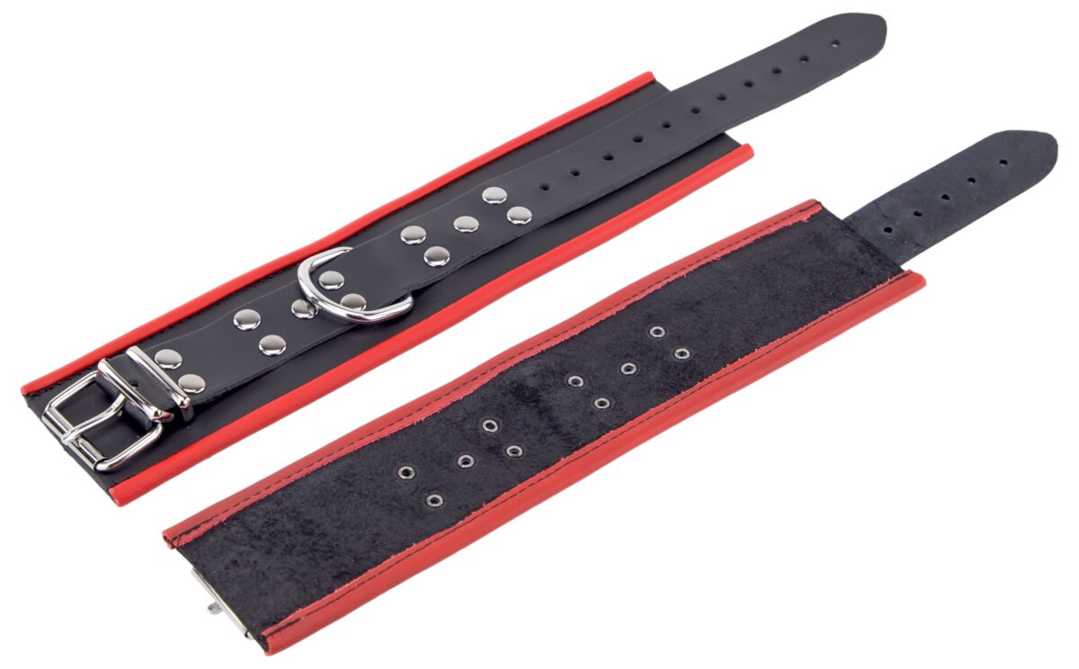 menottes en cuir pour les chevilles noir rouge 4 scaled