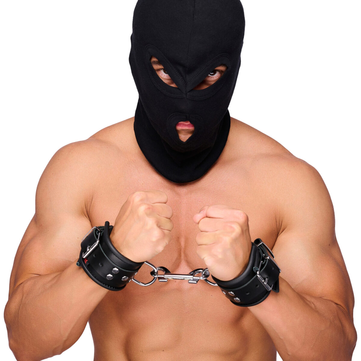 menottes en cuir pour les poignets noir scaled