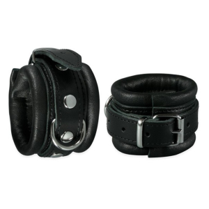 menottes en cuir pour poignets 5cm noir