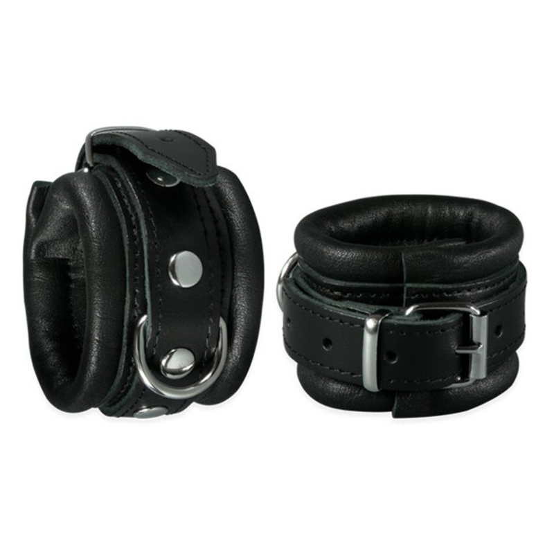 menottes en cuir pour poignets 5cm noir