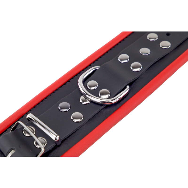 menottes en cuir pour poignets noir rouge 4 scaled