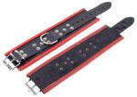 menottes en cuir pour poignets noir rouge 5