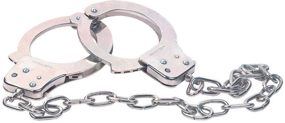 menottes en metal avec chaine 50cm