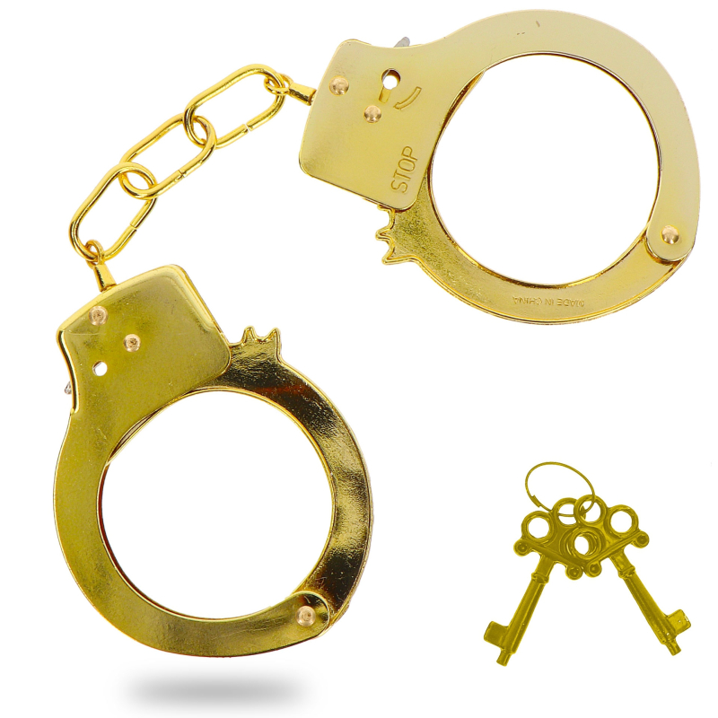 menottes en metal fun cuffs dorees