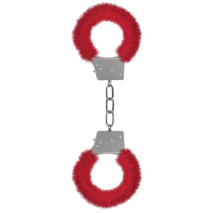 menottes fourrure metalliques rouge scaled