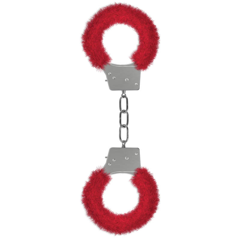 menottes fourrure metalliques rouge scaled