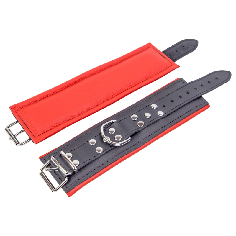 menottes rembourrees en cuir pour les poignets noir rouge 3 scaled