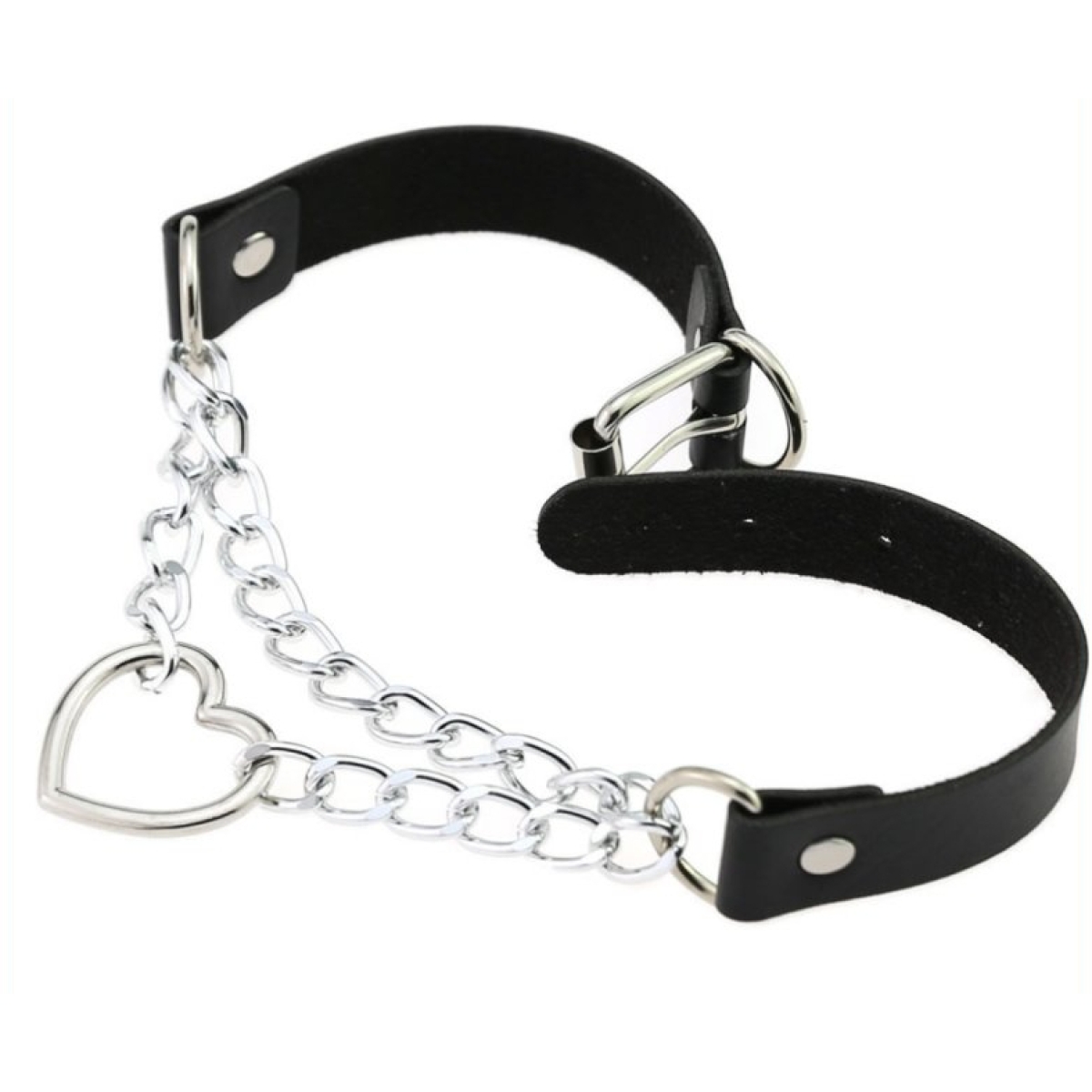 metal heart collar with chain black 1
