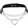 metal heart collar with chain black
