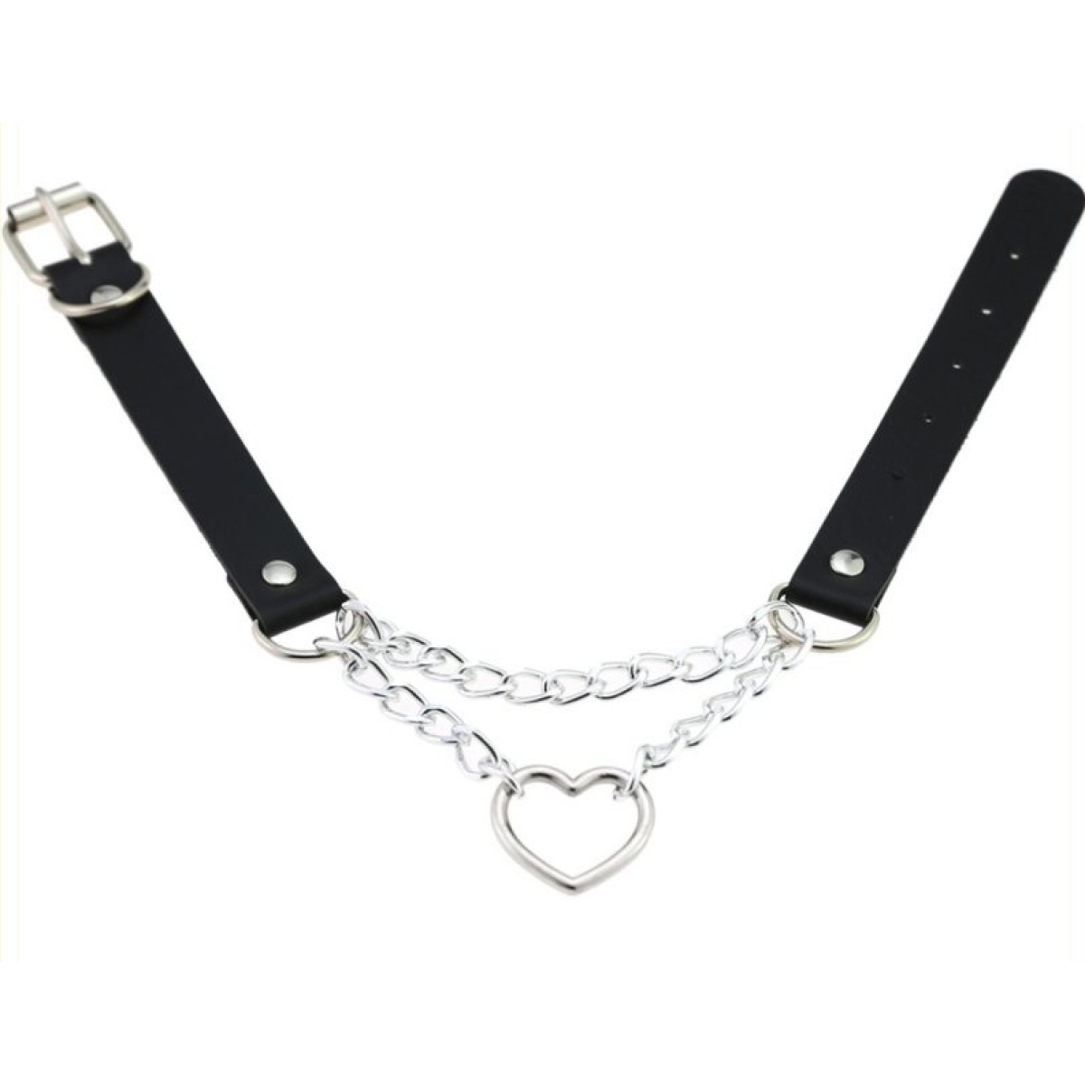metal heart collar with chain black 2