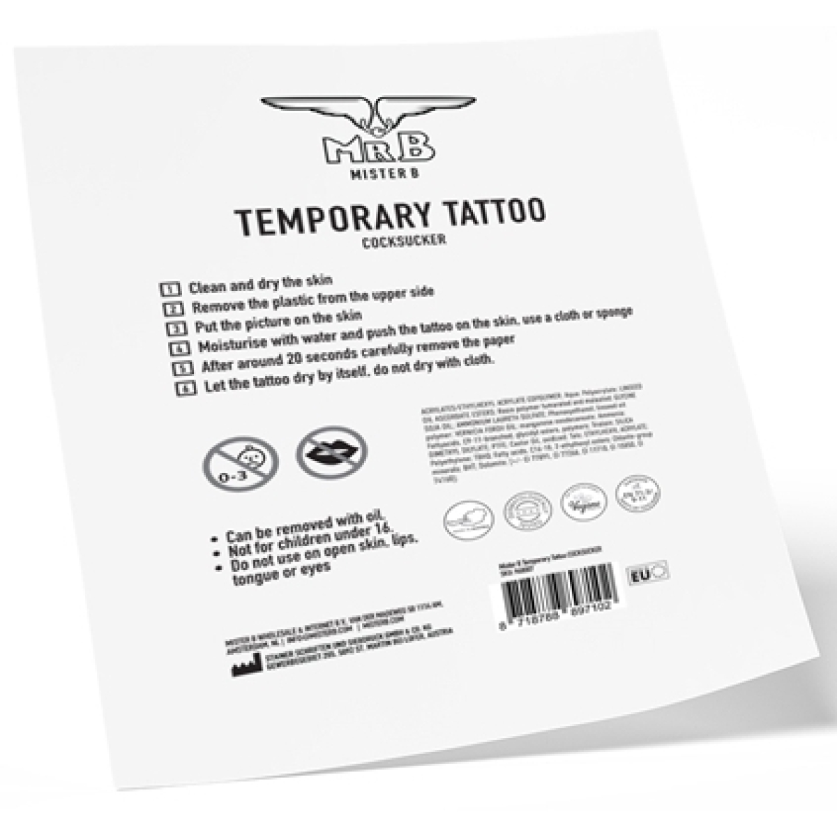 mister b temporary tattoo cock sucker 2