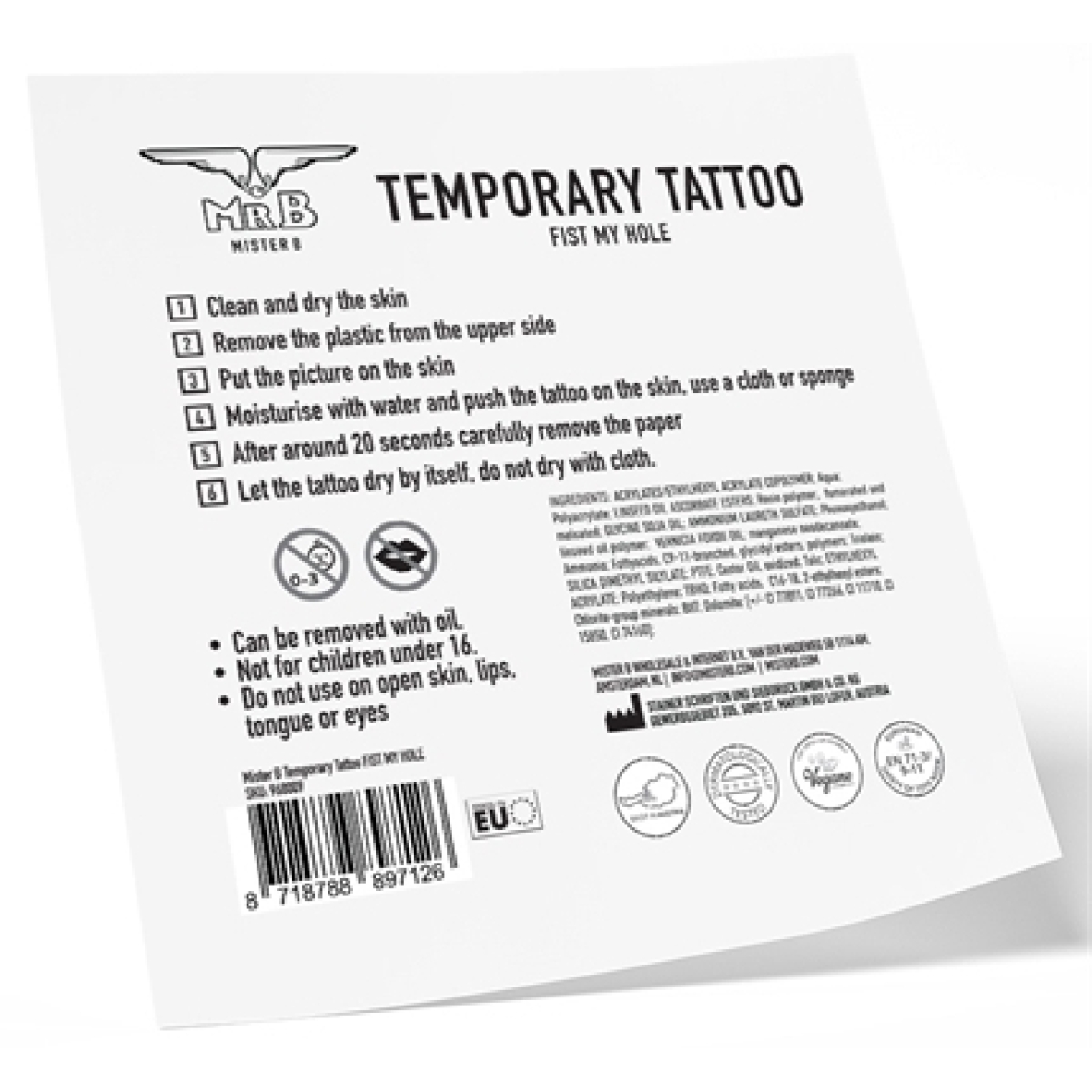 mister b temporary tattoo fist my hole 2