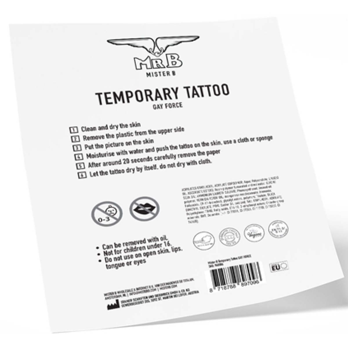 mister b temporary tattoo gay force 2