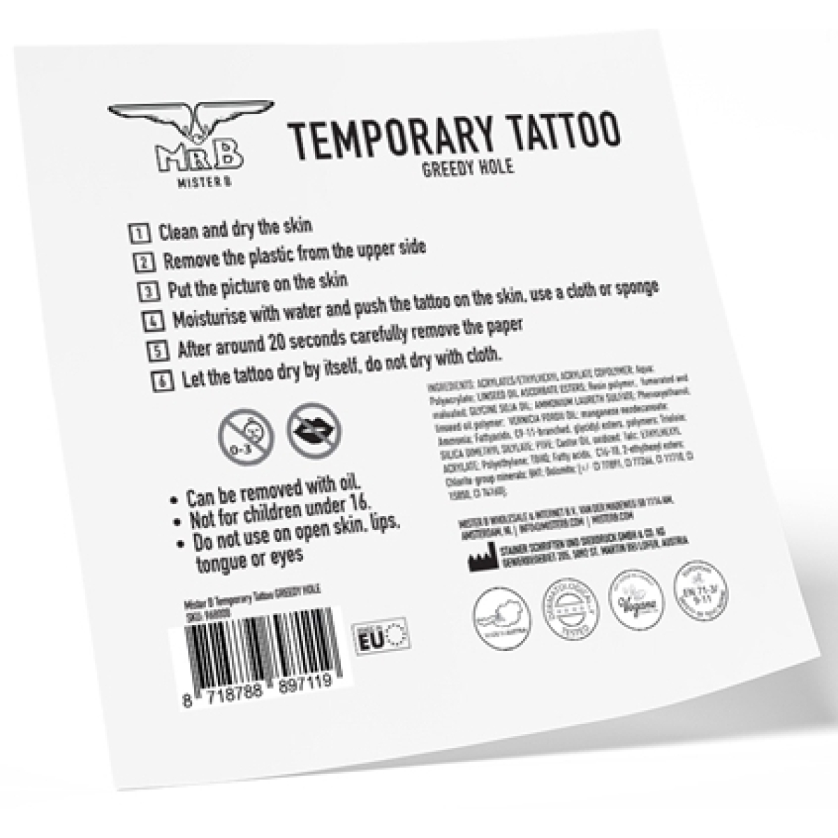 mister b temporary tattoo greedy hole 2