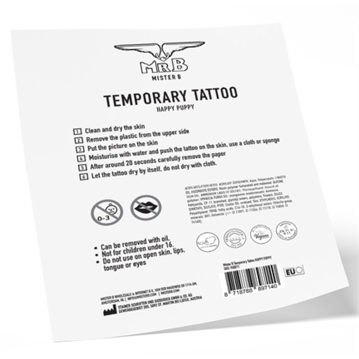mister b temporary tattoo happy puppy 2